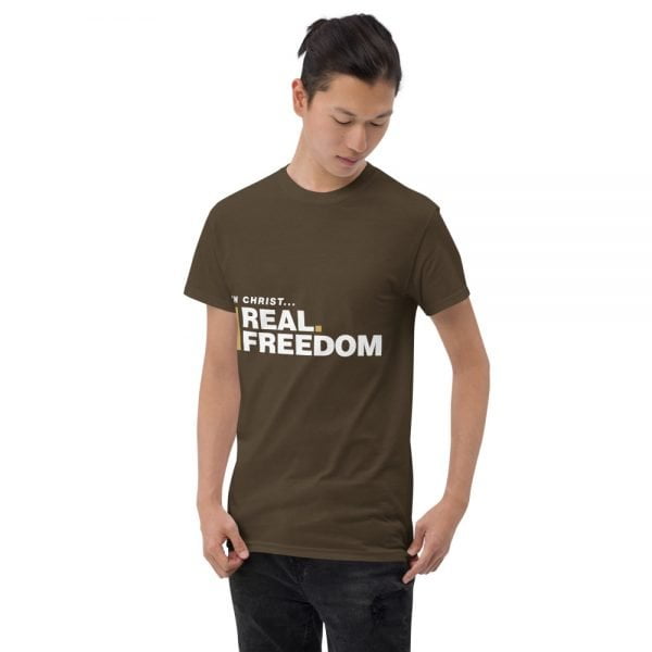 Short Sleeve T-Shirt - In Christ Real Freedom - Front Print - Image 3