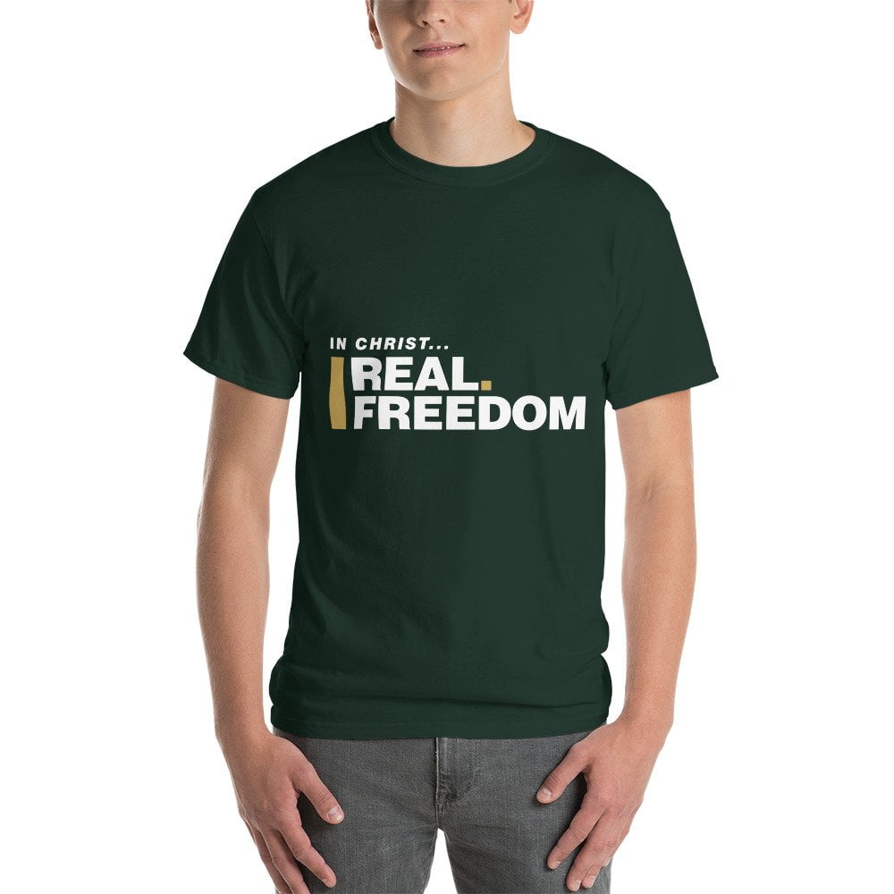 Short Sleeve T-Shirt - In Christ Real Freedom - Front Print - Image 4