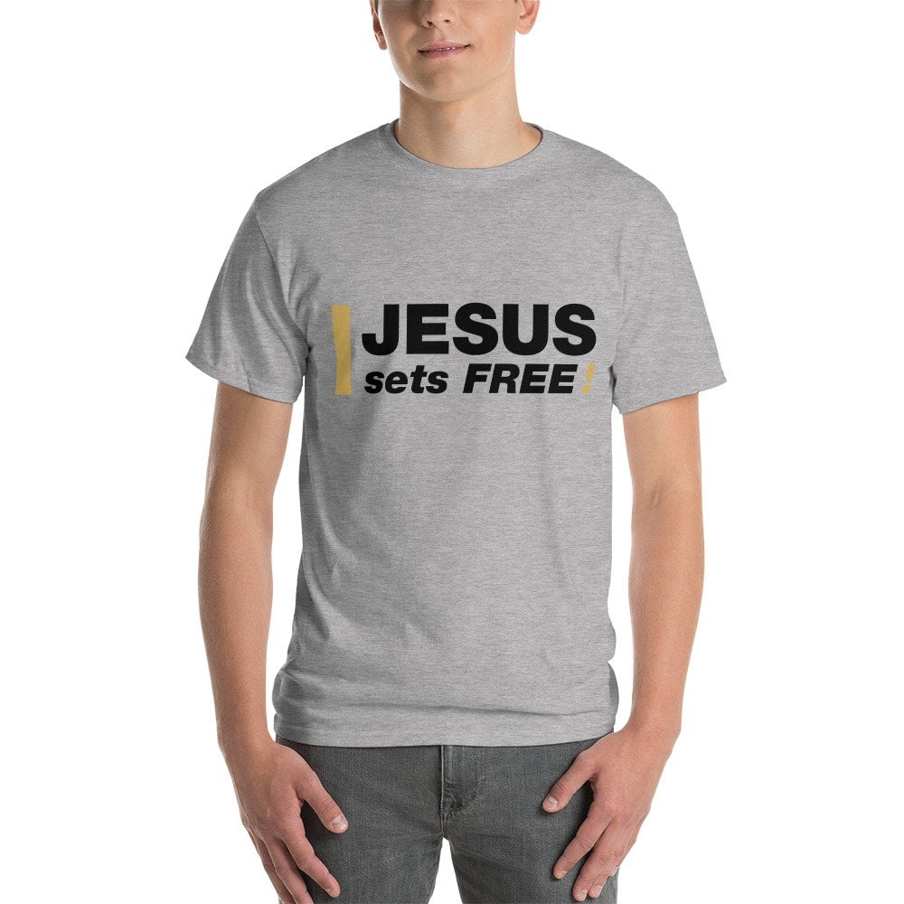 Short Sleeve T-Shirt - Jesus sets FREE! (light) - Image 2