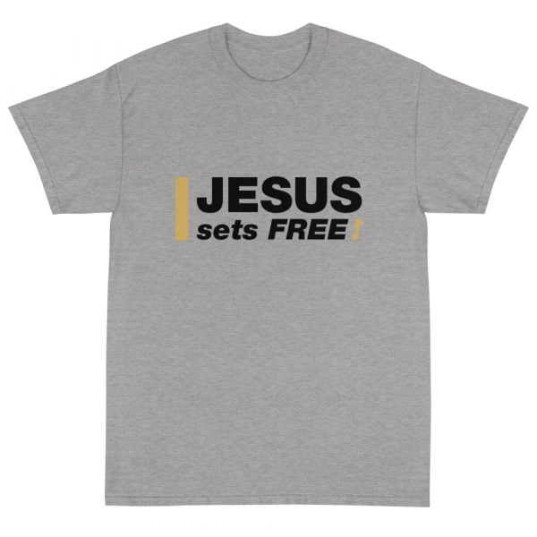 Short Sleeve T-Shirt - Jesus sets FREE! (light) - Image 3