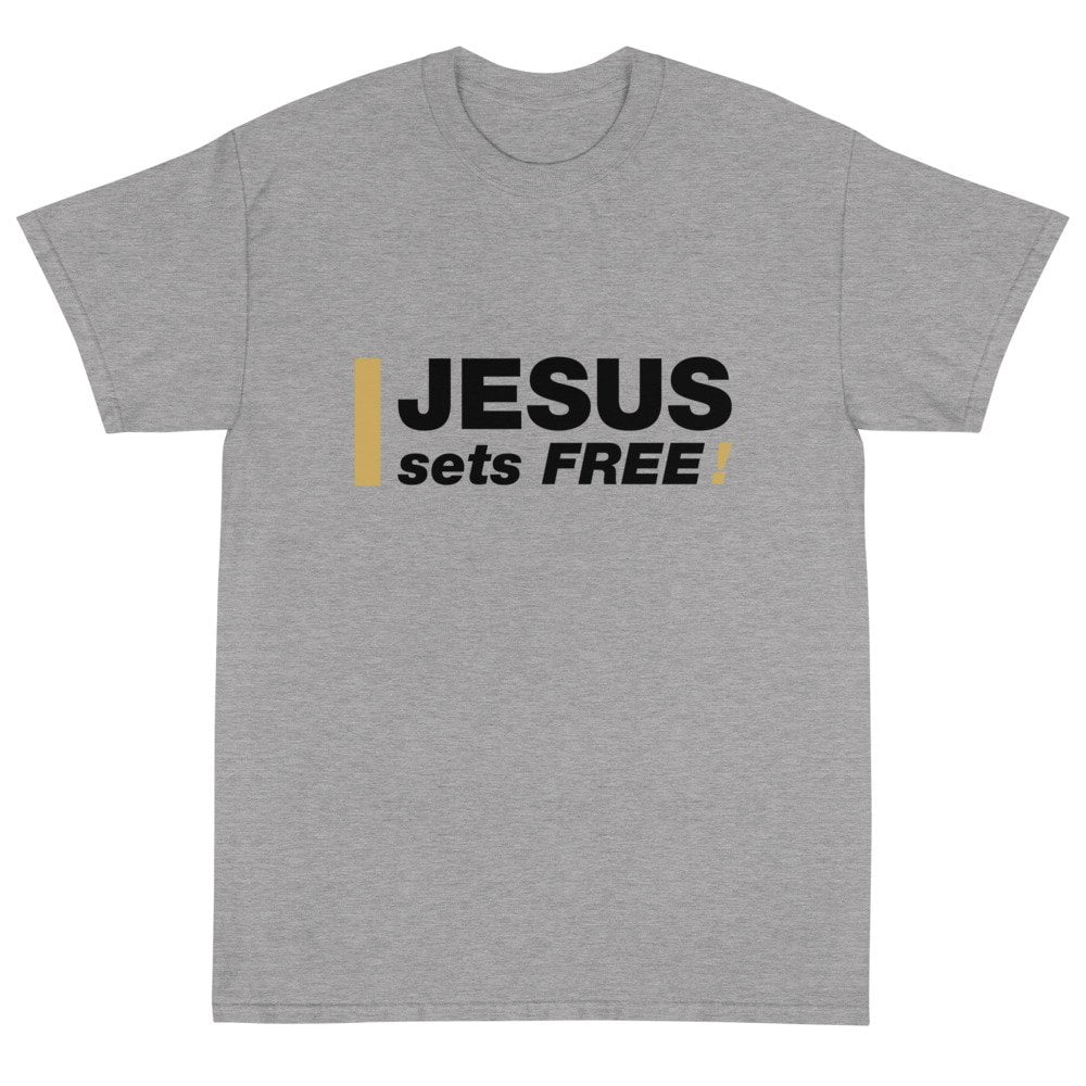 Short Sleeve T-Shirt - Jesus sets FREE! (light) - Image 3