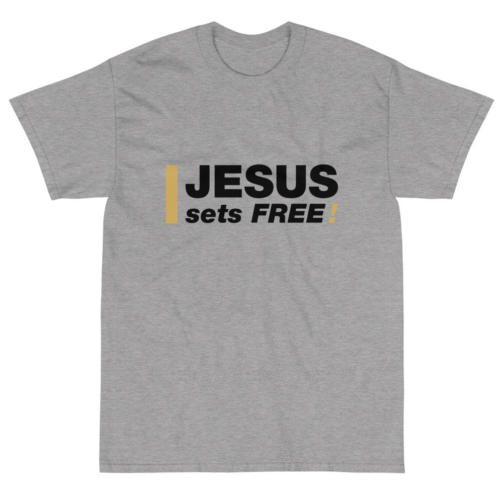 Short Sleeve T-Shirt - Jesus sets FREE! (light) - Image 4