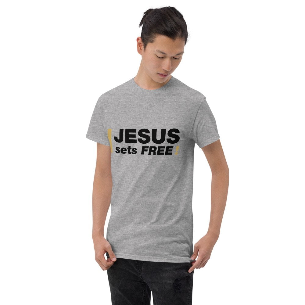 Short Sleeve T-Shirt - Jesus sets FREE! (light) - Image 5