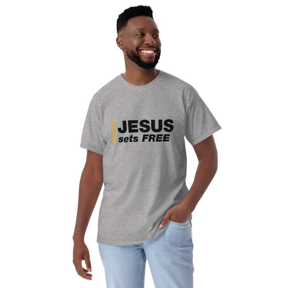 Short Sleeve T-Shirt - Jesus sets FREE! (light) - Image 8