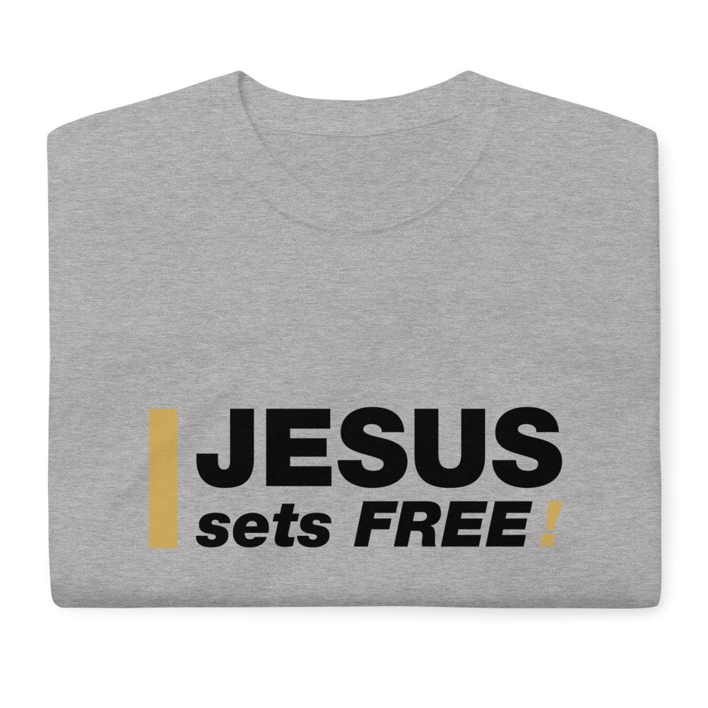 Short Sleeve T-Shirt - Jesus sets FREE! (light) - Image 9